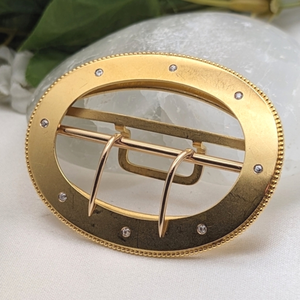 🔥💃Victorian 18K Solid Gold French Buckle with Diamonds